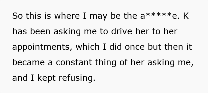 Text excerpt showing a guy fed up with pregnant roomie repeatedly asking for rides to appointments. - 8