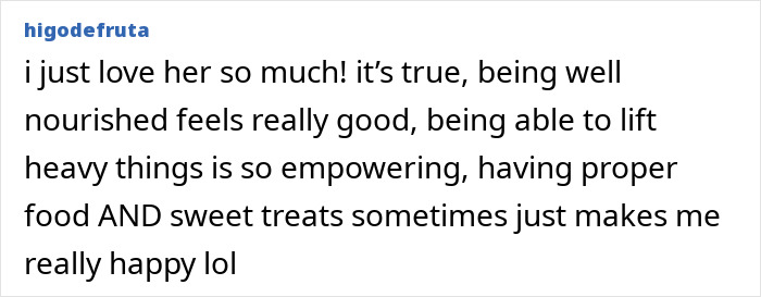 Comment expressing love for Ilona Maher's empowering response about being well nourished and strong fans in love with Ilona Maher