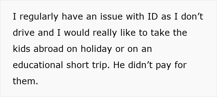 Text on a white background about not being able to afford passports for wife and kids to travel abroad on holiday or educational trips. - 8