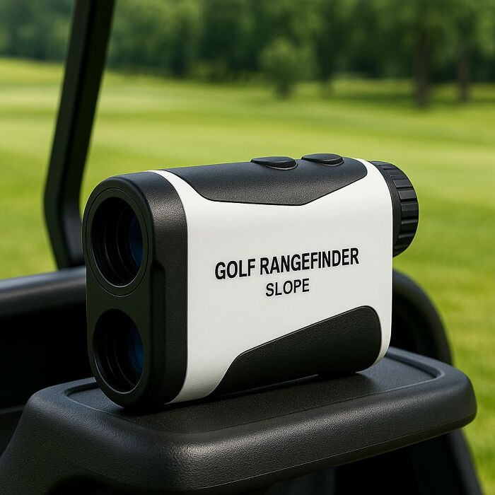 Golf rangefinder with slope feature on a golf cart, a popular best seller that topped Prime Day charts.