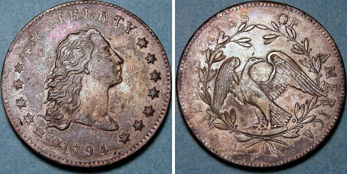 Rare 1794 collectible coin featuring Liberty and eagle designs, sold for an astonishing high value in the collectibles market.