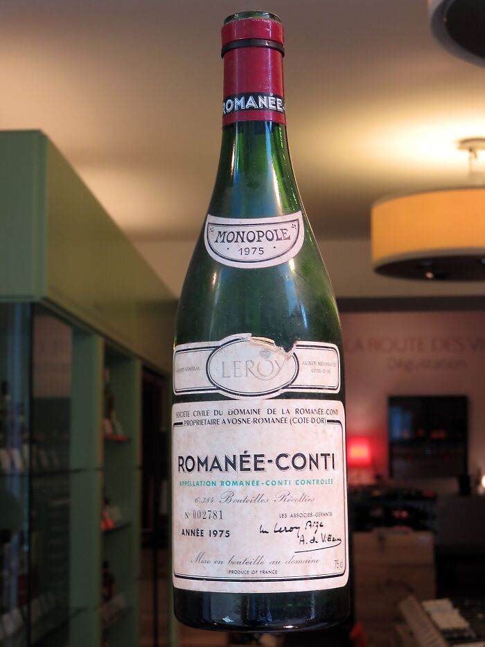 Rare 1975 Romanée-Conti wine bottle, one of the highest-value collectible items sold for an astonishing price.