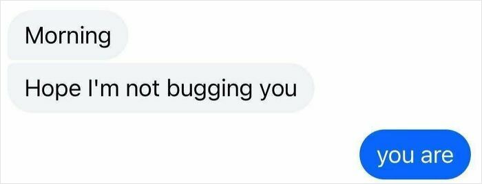 Text message conversation meme showing someone saying morning and apologizing with a reply that says you are, relatable random memes.