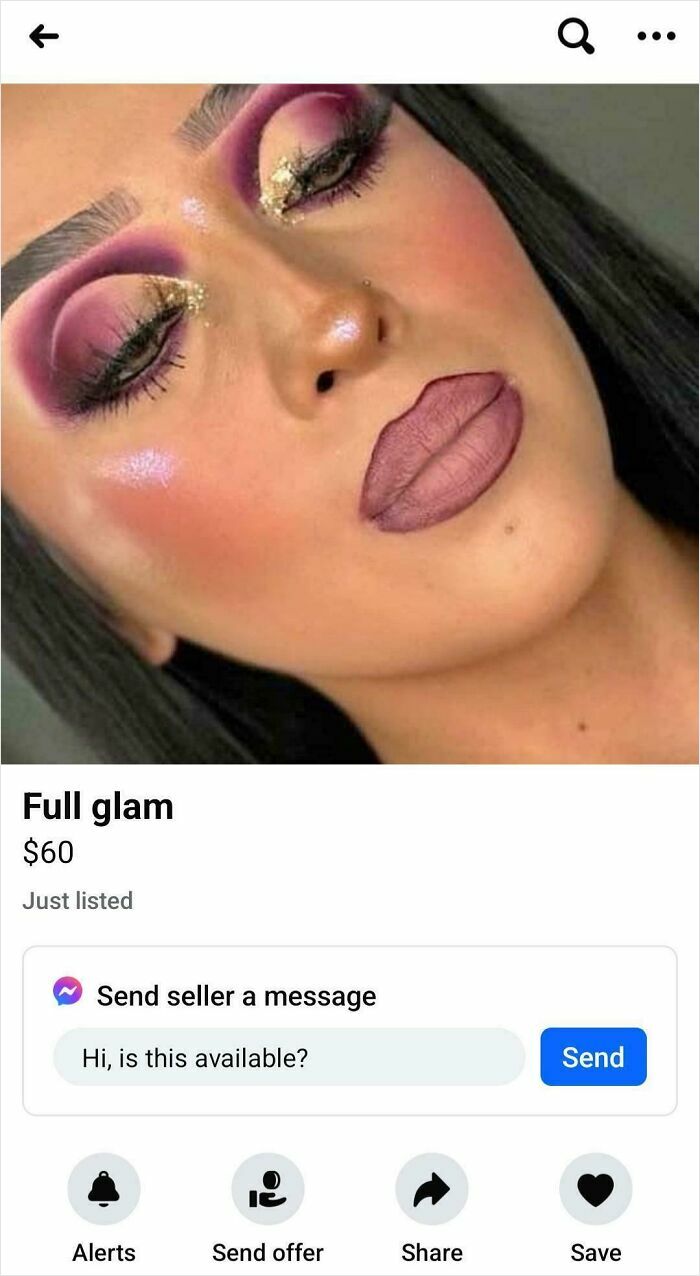 Close-up of a person with dramatic makeup showing a salon glow-up that led to a breakdown.