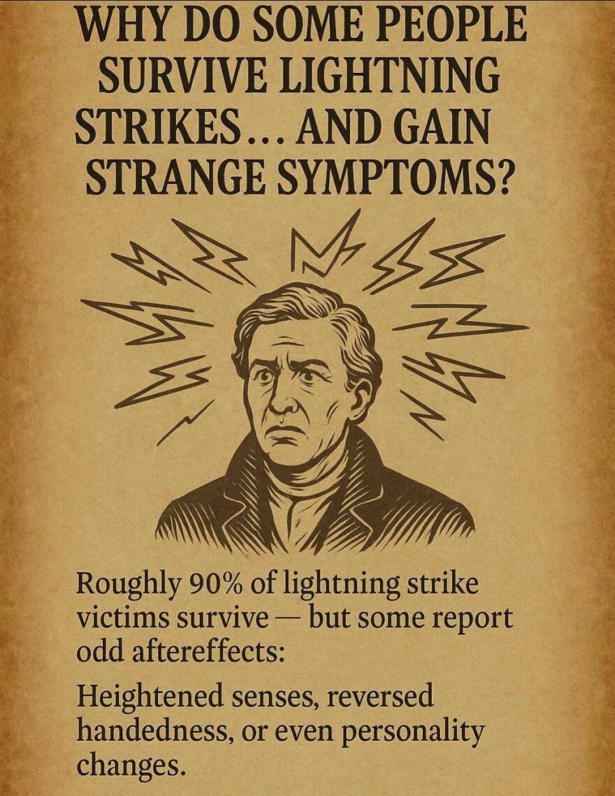 Illustration of a man with lightning bolts around his head explaining strange symptoms in science and philosophy questions.