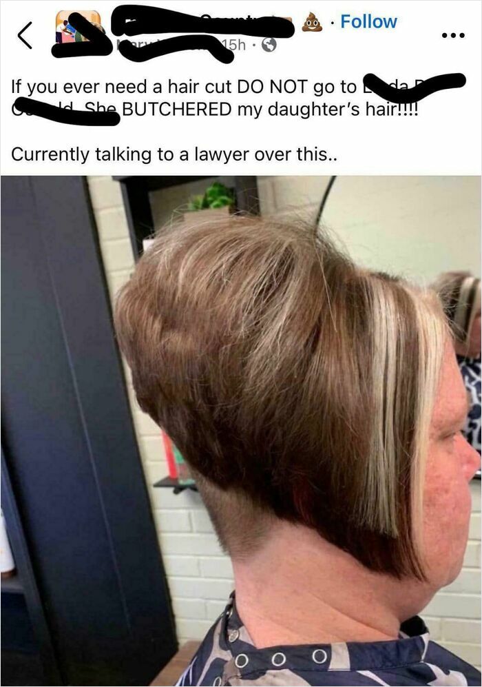 Salon haircut gone wrong on a woman with uneven, patchy hair revealing a dramatic glow-up breakdown before and after fail.