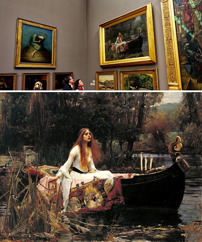 Visitors admiring famous paintings displayed in a gallery, highlighting locations of the most famous paintings worldwide.