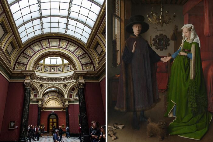 Interior of a grand art museum housing some of the most famous paintings visited by tourists worldwide.