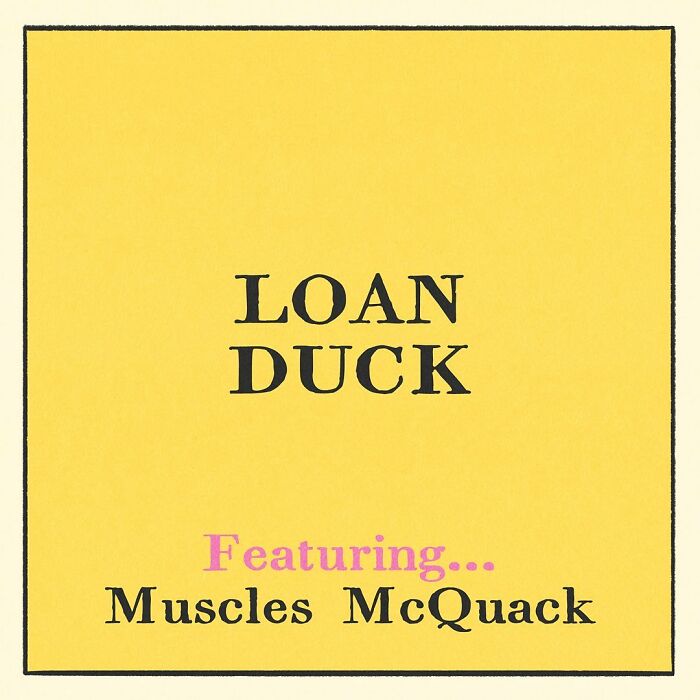 Comic title card for a bodybuilding duck featuring muscles McQuack, highlighting a character with a surprisingly soft heart.