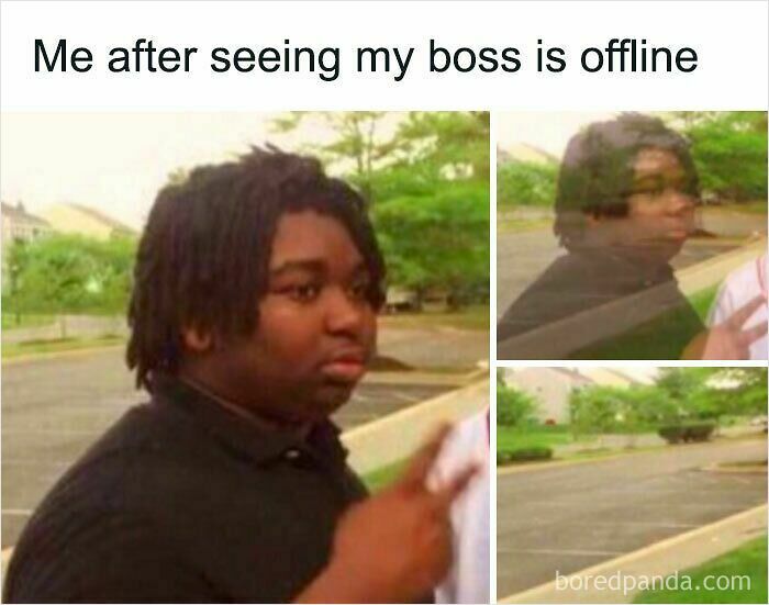 Person making a peace sign then disappearing humorously, illustrating funny WFH memes about remote work freedom.