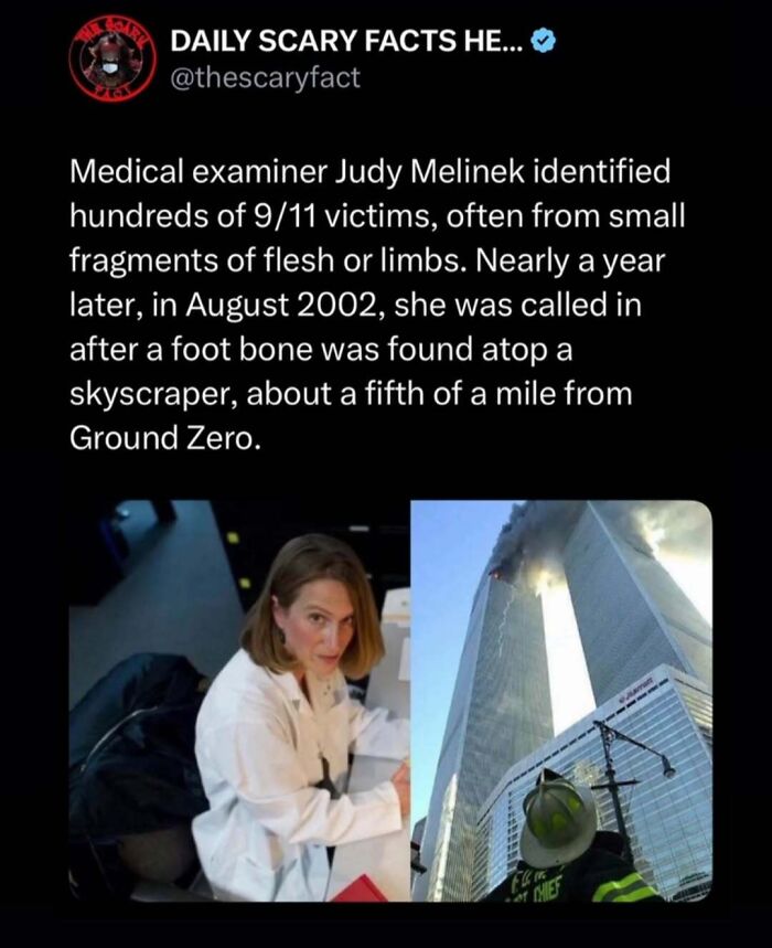 Medical examiner identifying 9/11 victims from small fragments, illustrating scary facts about tragedy and darkness.