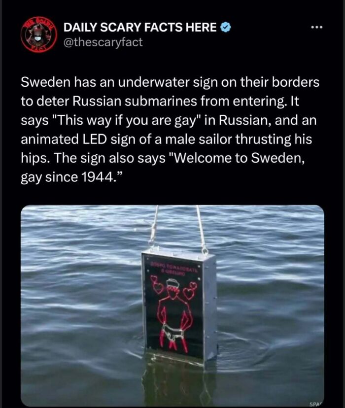 Underwater sign in Sweden uses LED animation to deter submarines, showcasing one of the scary facts about borders and security.