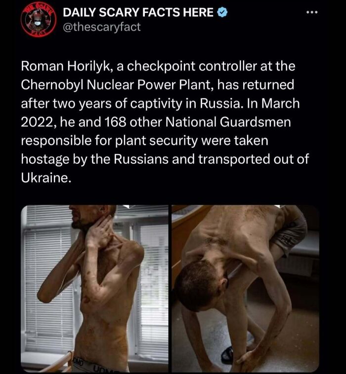 Emaciated man shows effects of captivity in a dark room, highlighting scary facts about survival and human resilience.