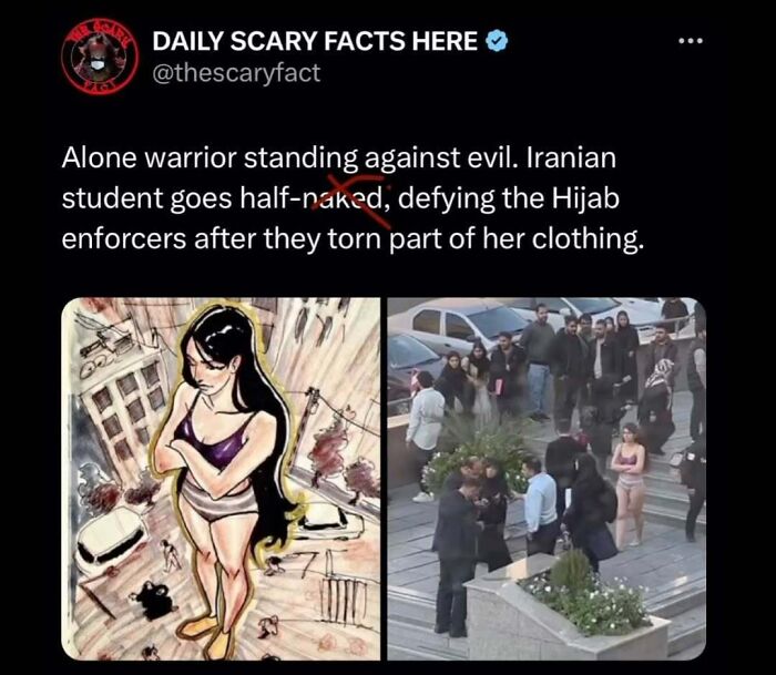 Woman defiantly stands half-naked in public, challenging enforcement, captured in a crowd, illustrating a scary fact about courage.