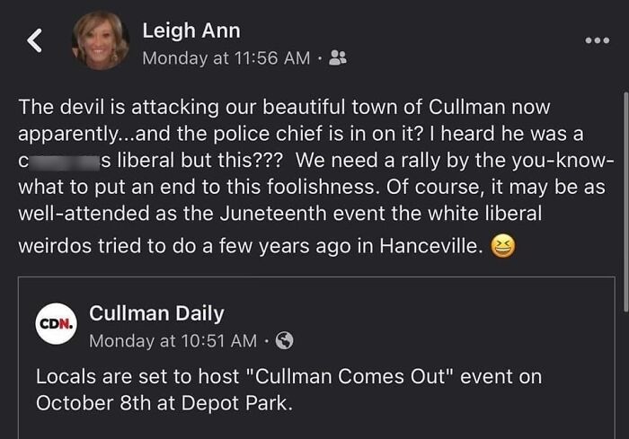 Screenshot of a social media post showing a controversial comment leading to consequences and potential job loss.