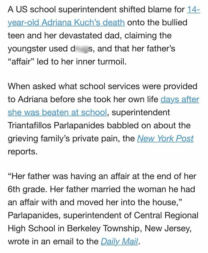 ALT text: US school superintendent faces consequences of blame shifting and loses job over controversy involving student death.