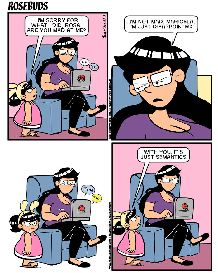 Comic by Deon Parson showing sisterhood dynamics with two sisters in a conversation highlighting beauty and madness.