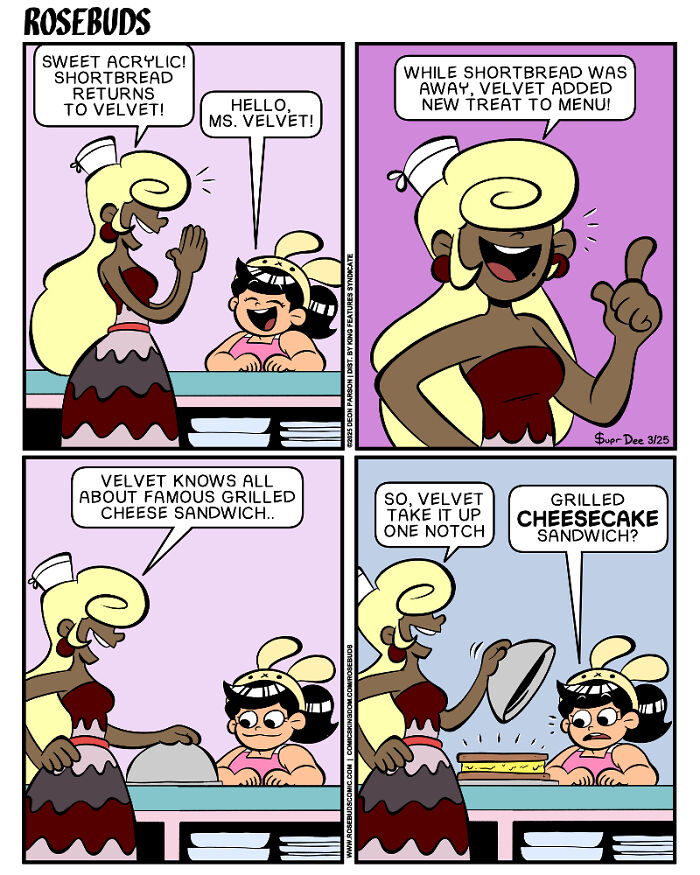 Comic strip by Deon Parson featuring sisterhood with humor and warmth in a bakery setting.