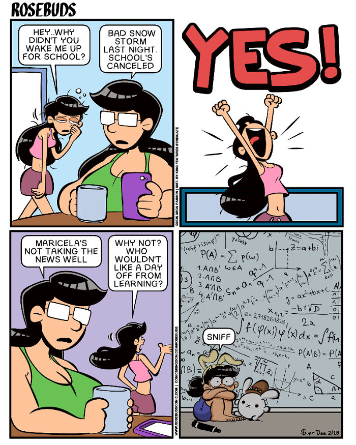 Comic strip by Deon Parson showing the beauty and madness of sisterhood through humorous daily life moments.