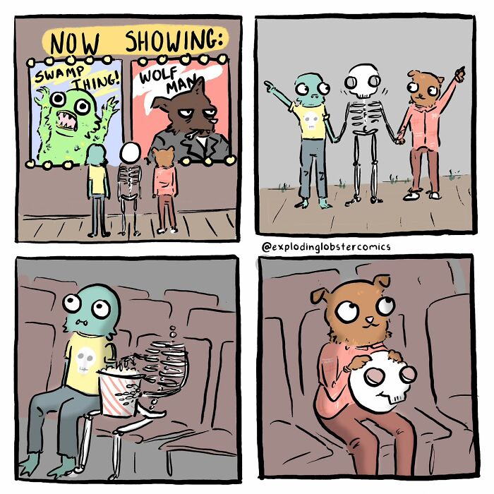 Comics by this artist featuring silly, honest, and relatable characters in humorous, everyday situations.