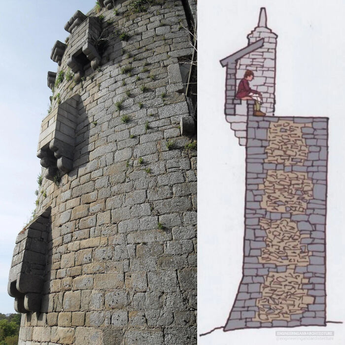 Old stone tower with a hidden staircase illustrating unusual and cool world facts about historical architecture.
