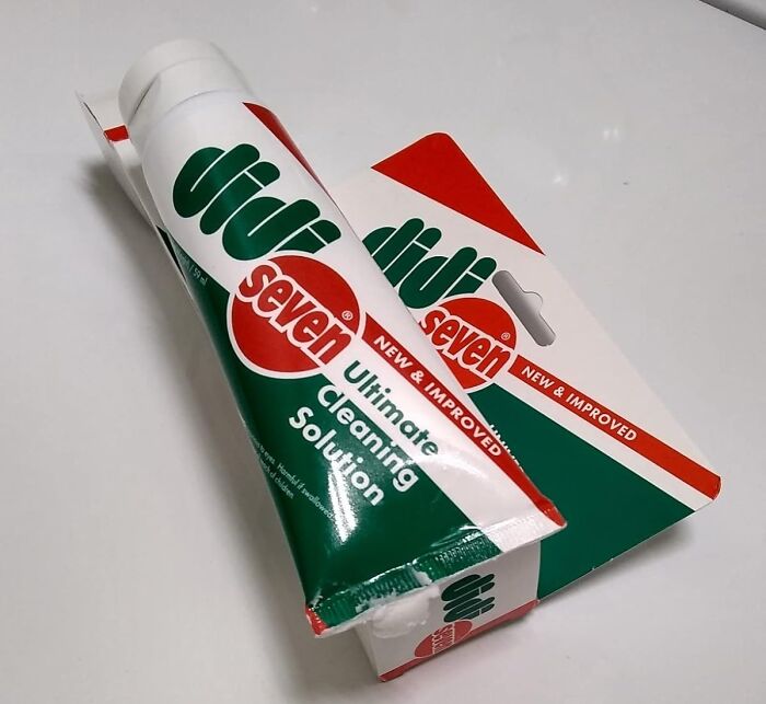 Tube and packaging of a green and white cleaning solution product featured in popular infomercial finds.