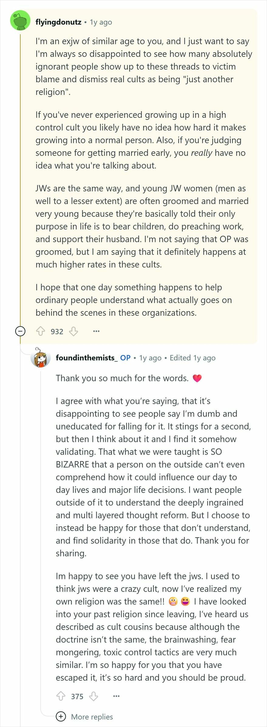 Reddit conversation from people raised Mormon discussing experiences and insights on how they found out it is a cult.