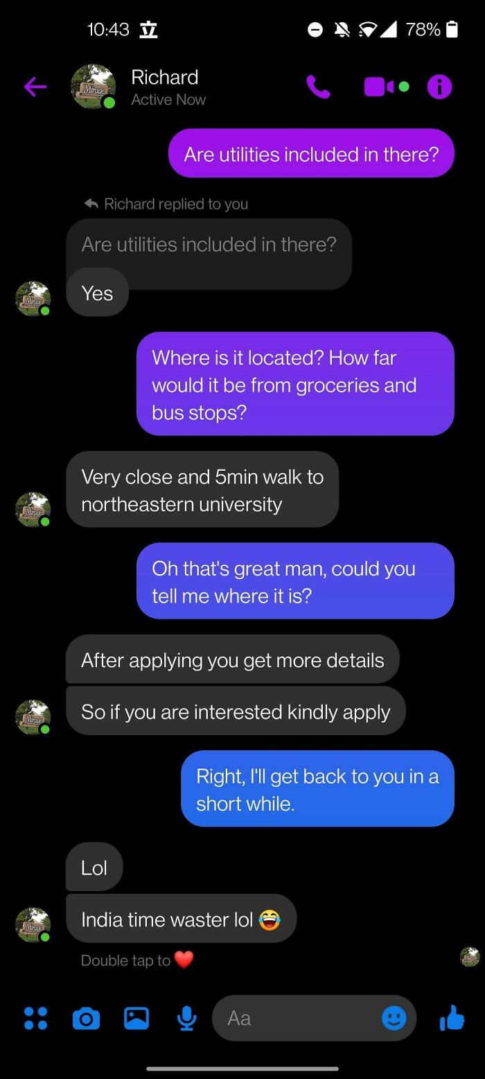 Screenshot of a weird internet chat where one person avoids answering location details, illustrating internet oddities.