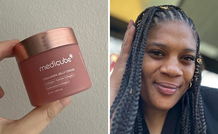 Hand holding Medicube Collagen Jelly Cream skincare product featured among best sellers topped the charts this past Prime Day.