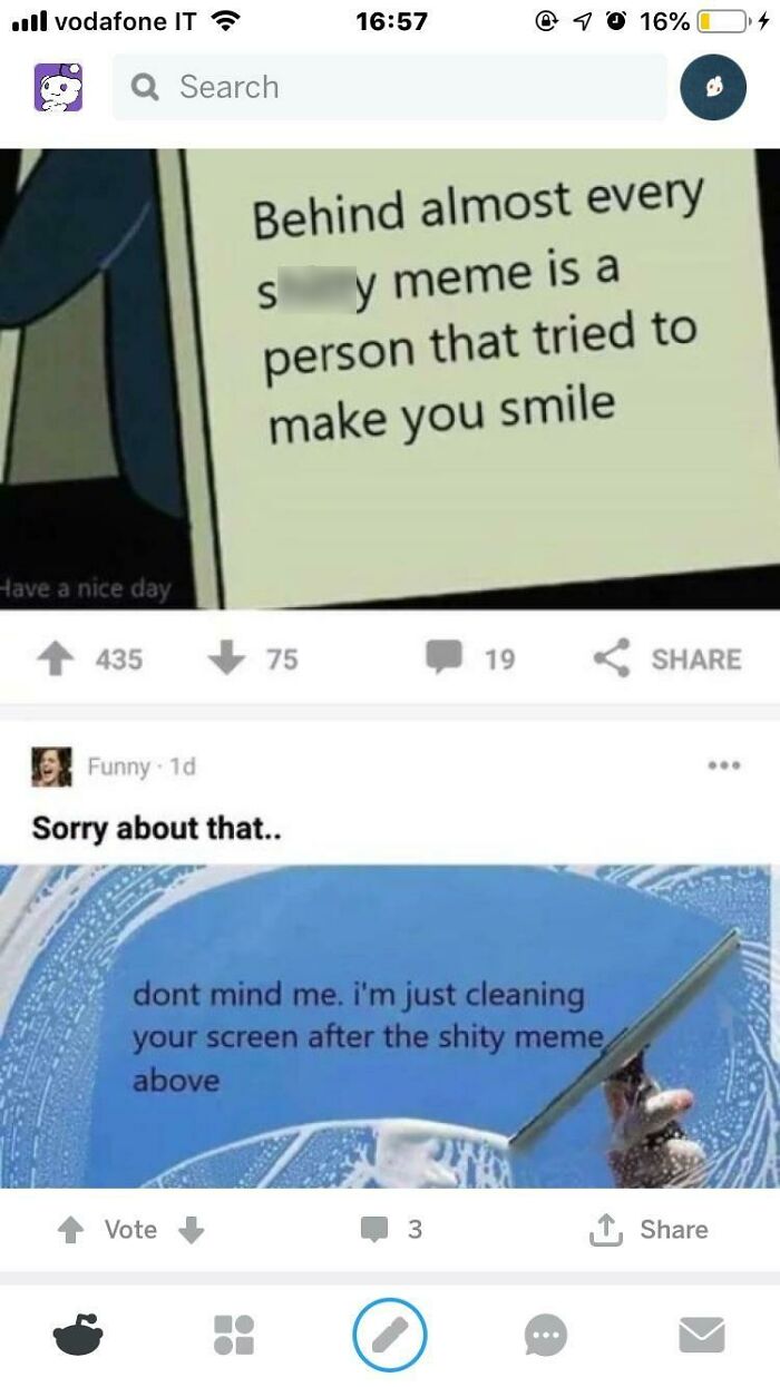 Screenshot of a humorous internet meme conversation showing weird posts people took instead of asking questions.