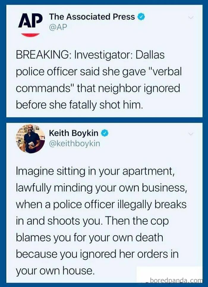 Screenshot of tweets highlighting a police incident where commands were ignored before a fatal shooting, capturing internet weirdness.