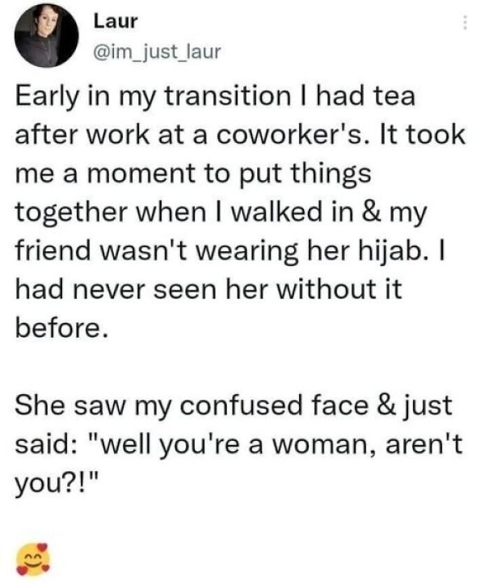 Text post about a personal transition experience highlighting the beauty of planet earth in everyday moments.