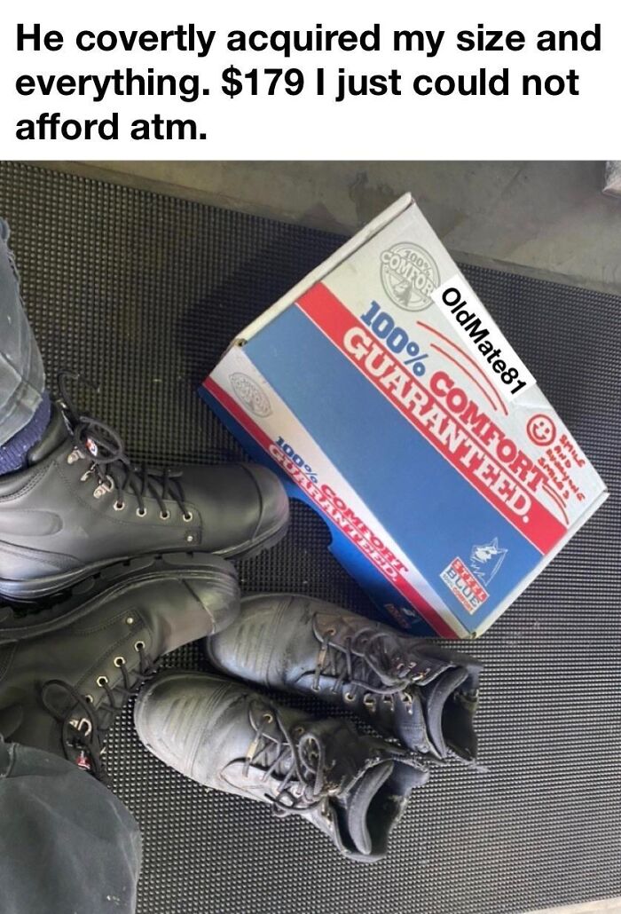 Used black boots and a new boxed pair on a mat, highlighting the beauty of planet Earth through everyday moments.