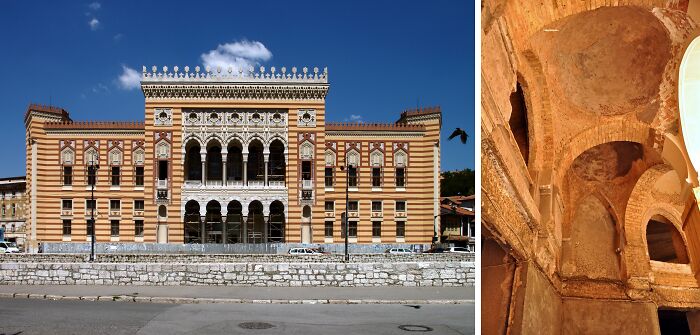 Historic buildings with detailed architecture and ancient interiors showcasing preservation of heritage structures.