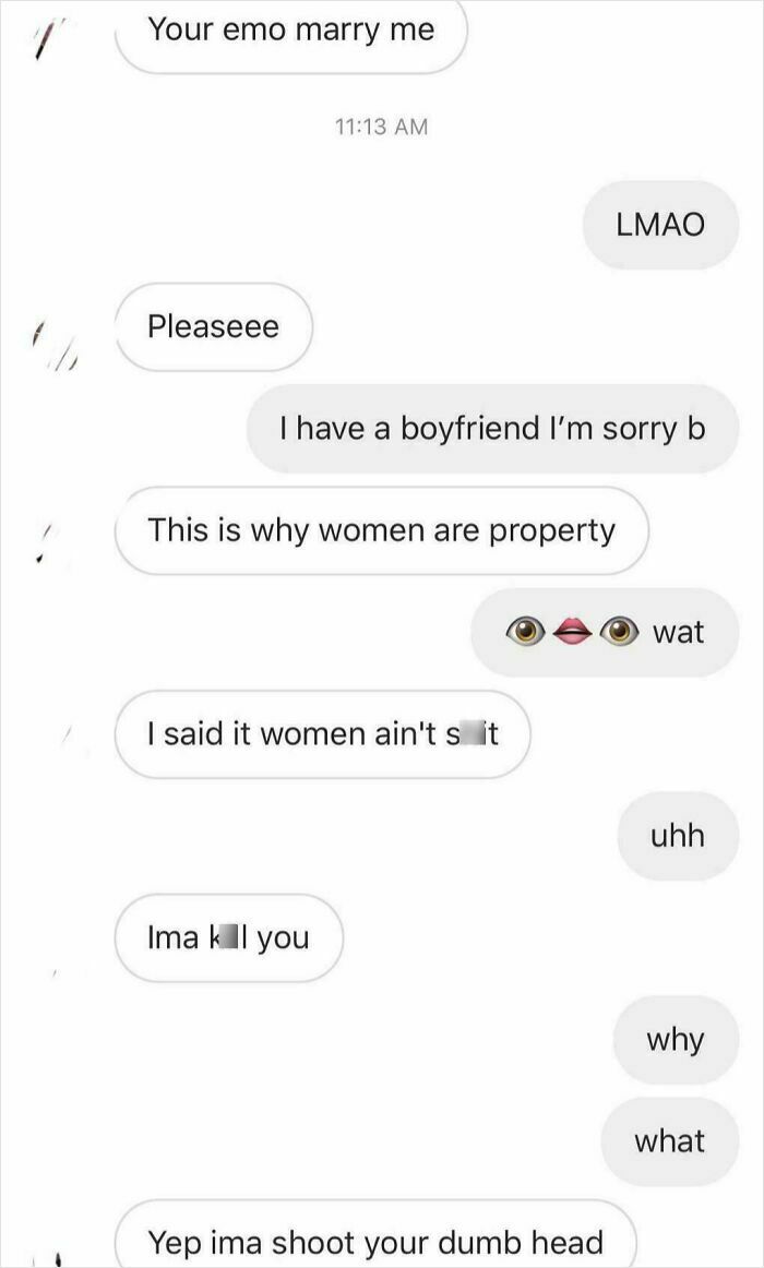 Text message exchange showing brutal rejection and aggressive responses that left people baffled for days in a shocking conversation.