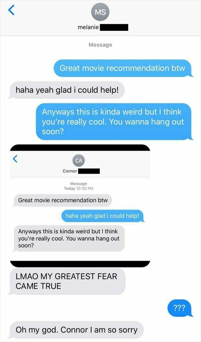 Text message exchange showing a brutal rejection that left a person baffled, highlighting awkward and confusing responses.