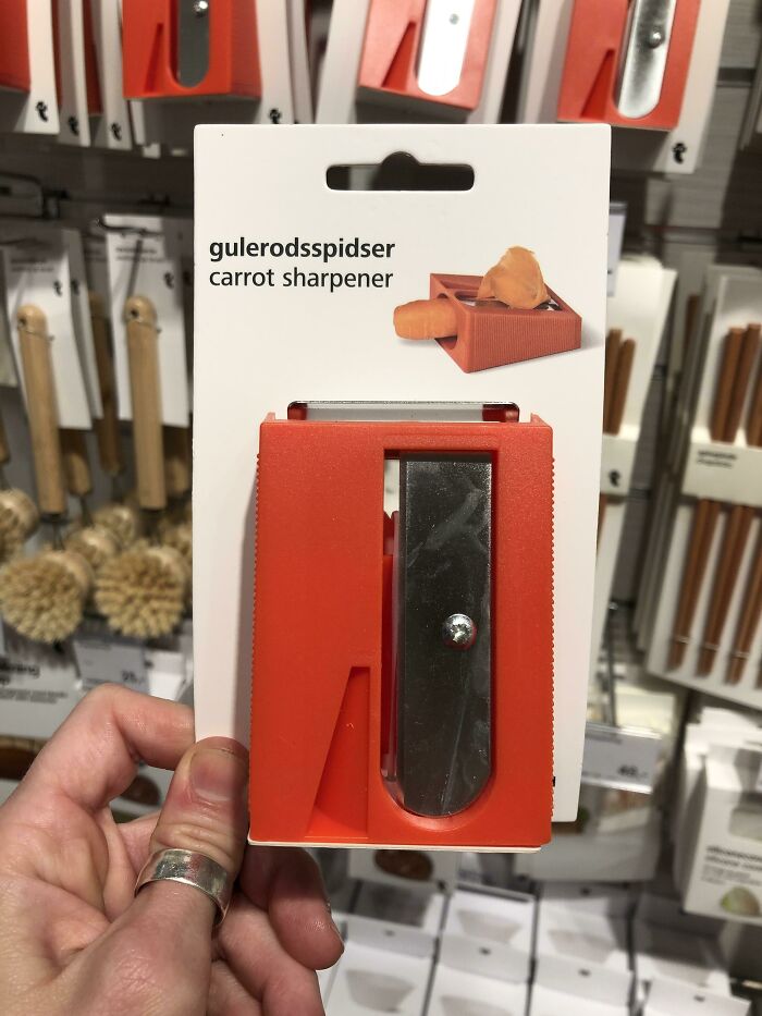 Carrot sharpener in orange, a small but genius tool some countries use that the rest of the world needs immediately.