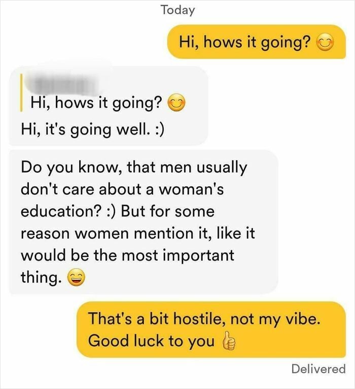 Online dating message exchange showing awkward and hostile conversation highlighting challenges of finding love online.