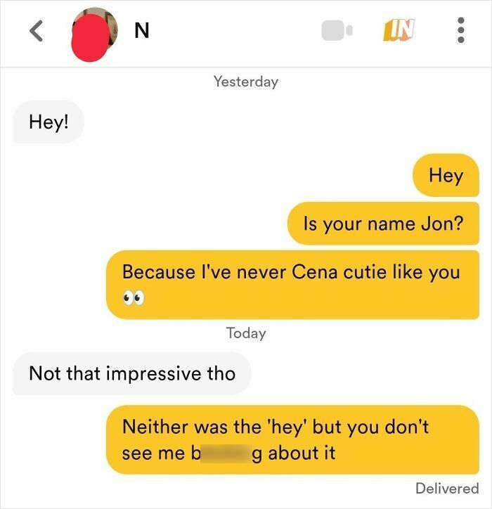 Text message conversation showing humorous online dating chat, illustrating challenges of finding love online.