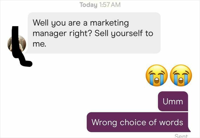 Text message conversation illustrating the challenges of finding love online with awkward pickup lines and responses.