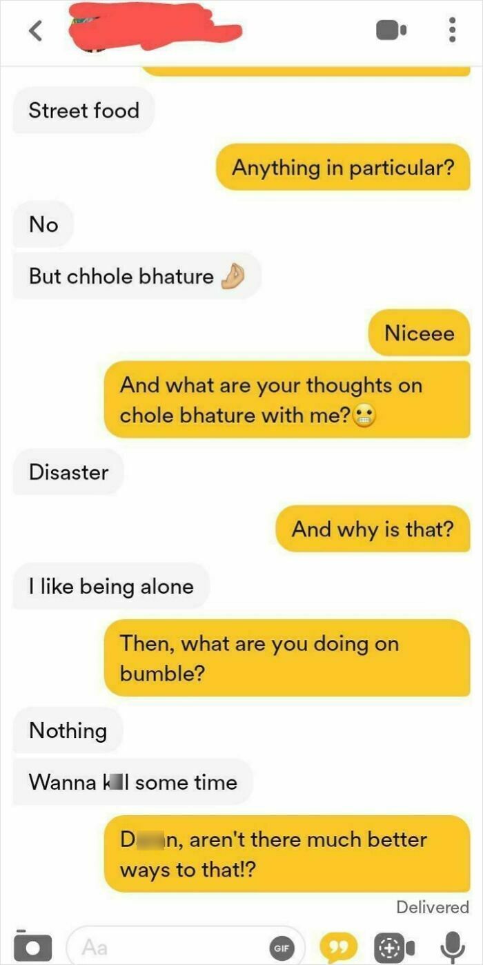 Screenshot of a humorous online dating chat showing why finding love online isn’t for the faint of heart.