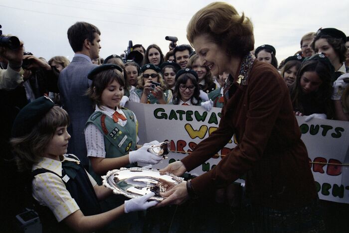 Women in Florida in the 1970s receiving awards during a public event, highlighting women breaking barriers in history.