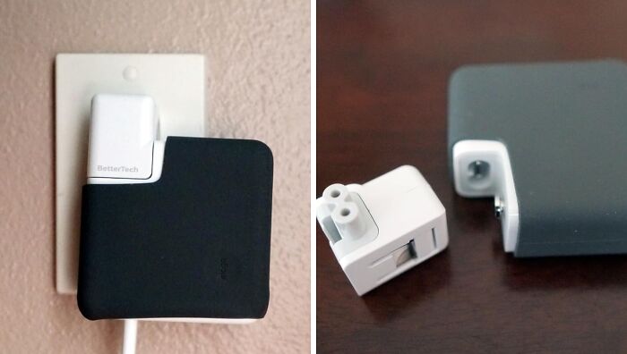 Compact white and black charger adapter with detachable components, designed for solving specific tech problems efficiently.