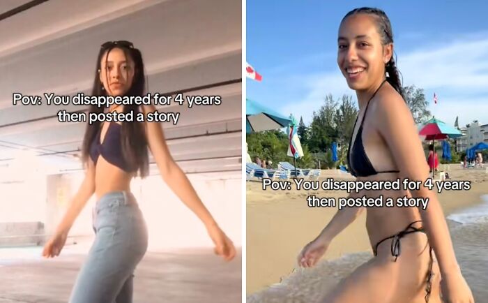 Two women smiling and posing by the beach and indoors, illustrating dramatic social media returns after a long hiatus.