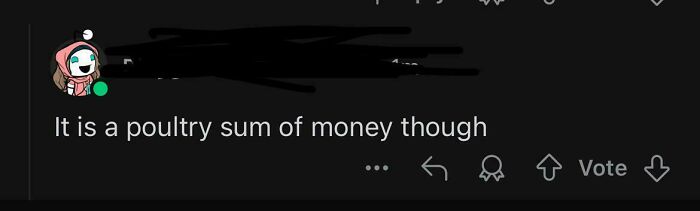 Screenshot of a social media comment showing a typo with the phrase poultry instead of a common word, illustrating typos and intelligence.