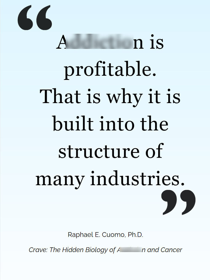 Quote about a*******n being profitable and embedded in many industries, highlighting the impact of consumerism.