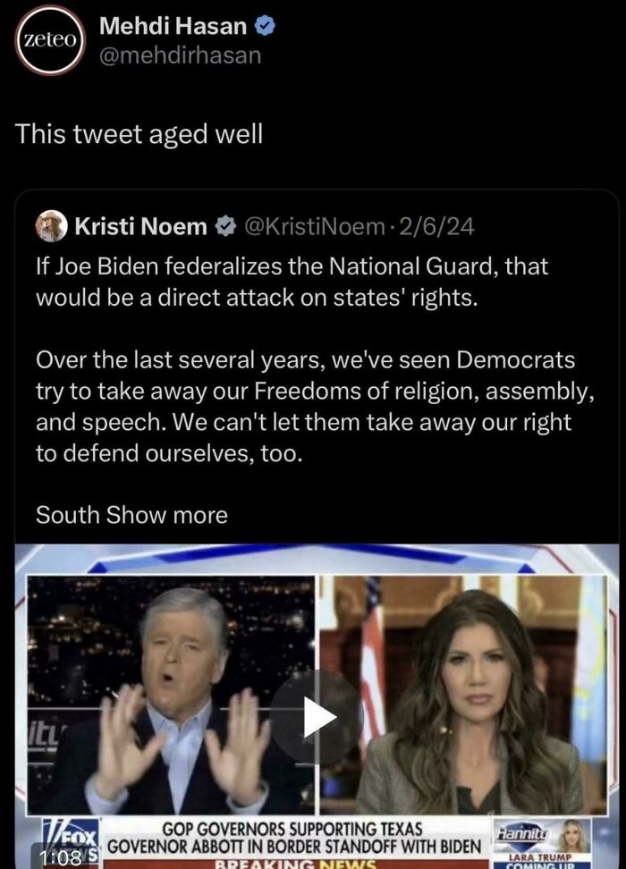 Screenshot of a political tweet and news segment showing predictions that aged like wine with accurate statements.