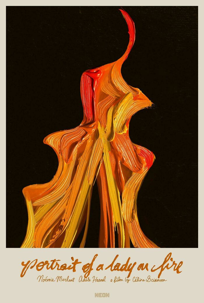 Abstract portrait using bold brush strokes in red, orange, and yellow showcasing creative designer art innovation.