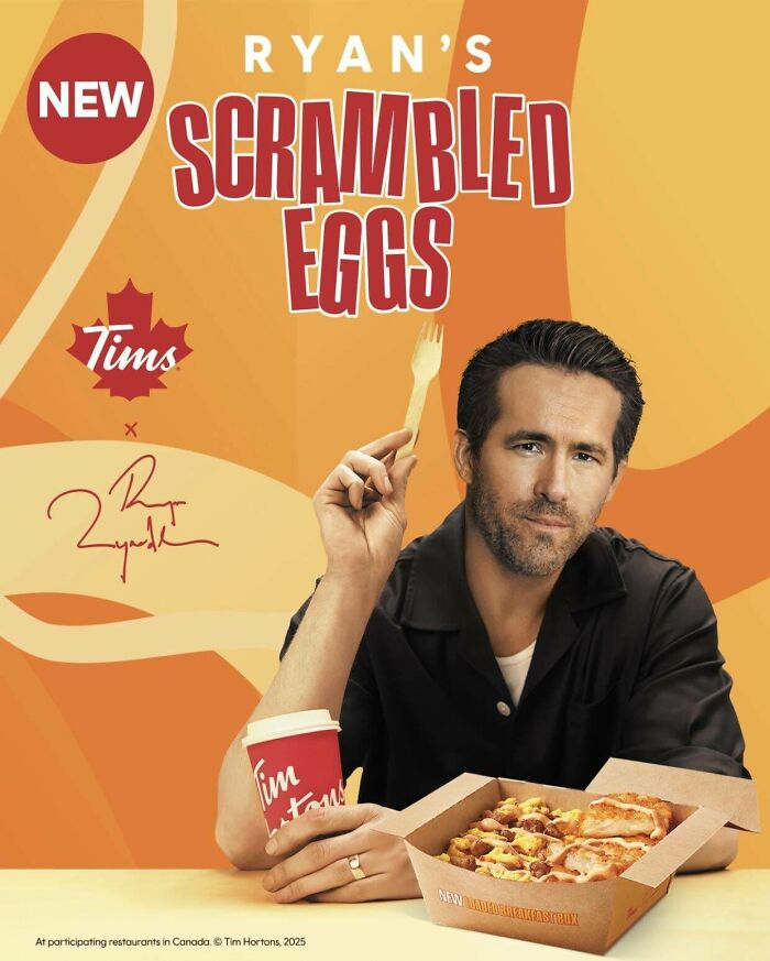 Advertisement for Ryan's Scrambled Eggs product at Tim Hortons restaurants
