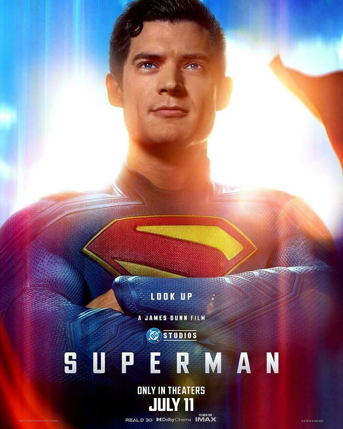Superman poster with hero in blue suit, highlighting bad movie details discussed in an online group about confusing film moments.